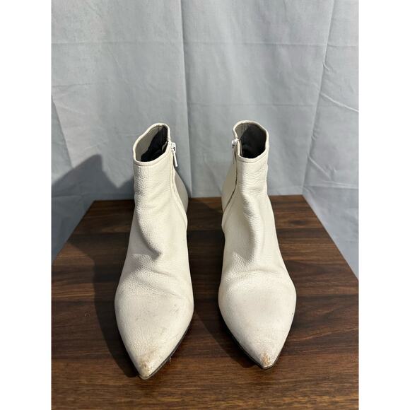 Pedro Garcia Boots Women White 37.5 Berta Mirrored Heel Ankle Bootie Zip Leather - Picture 2 of 7